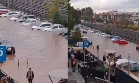 Ταύρος: Εικόνες καταστροφής από την καταρρακτώδη βροχή - Αυτοκίνητα επέπλεαν στο νερό