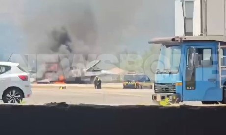 Αποκλειστικό βίντεο Newsbomb: Tο F-16 στη Ζάκυνθο φλέγεται ολοσχερώς στο αεροδρόμιο